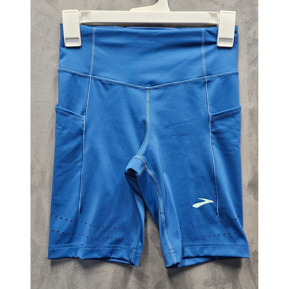 Brooks Method Short Tight 8 Blue High Rise Compression Bike Shorts Womens Small